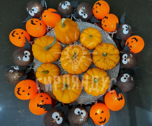 Фонарики из ниток "Тыквы и мышки"